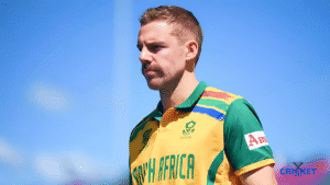 Cricket player wearing South Africa team jersey during a match.