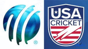 Cricket USA and ICC logos highlighting governance issues in US cricket.