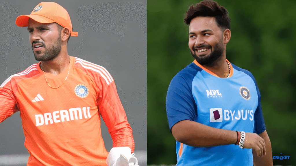 Indian cricketers Pant and Jurel practicing dual wicketkeeping during Kolkata Test.