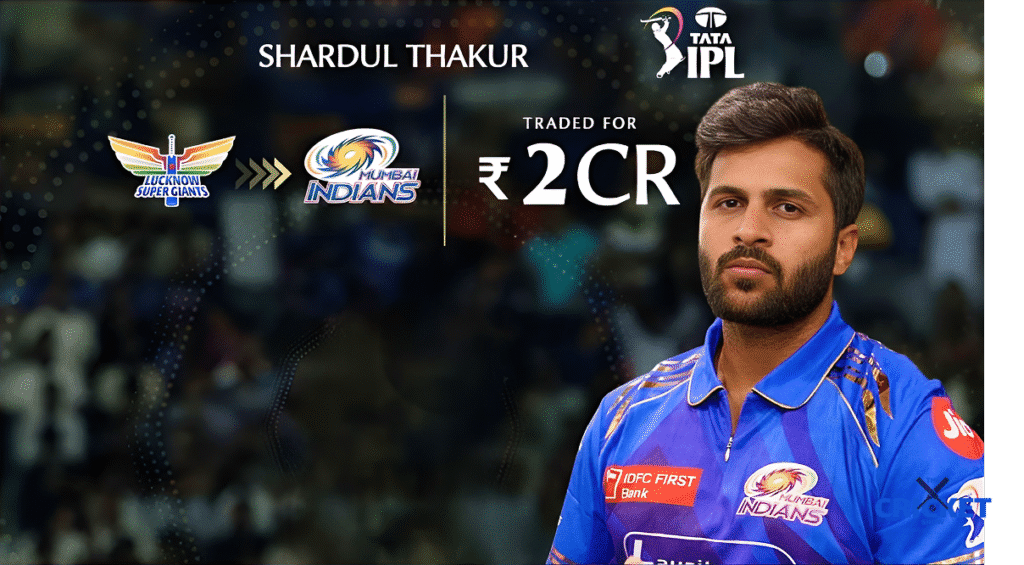 Shardul Thakur traded to Mumbai Indians for ₹2 crore in IPL 2026.