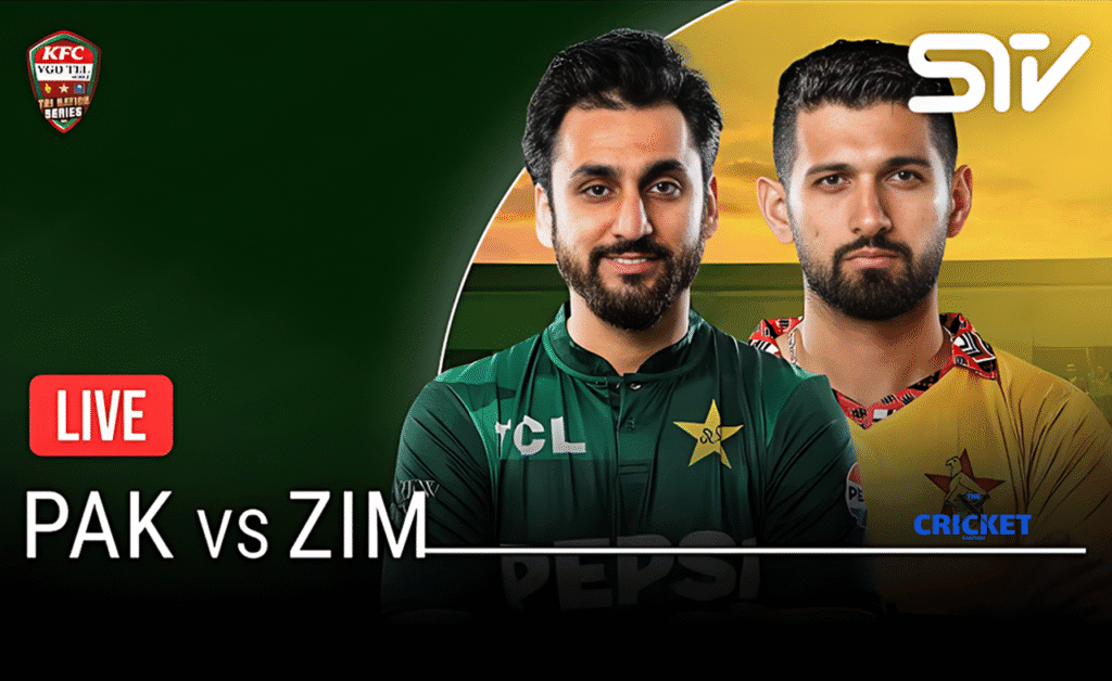 Pakistan cricket team players during a match against Zimbabwe, focusing on Tariq’s hat-trick and Bab.