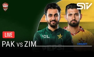 Pakistan cricket team players during a match against Zimbabwe, focusing on Tariq’s hat-trick and Bab.