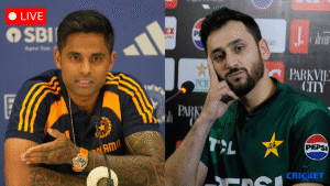 Two cricket players from India and Pakistan during a press conference ahead of the 2026 ICC T20 Worl.