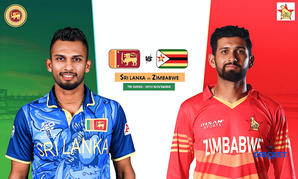 Zimbabwe and Sri Lanka cricket players before match start.