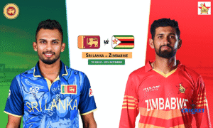 Zimbabwe and Sri Lanka cricket players before match start.