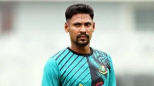 Mustafizur Rahman in cricket jersey, ready for comeback after 8 years.
