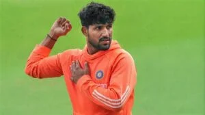 Dhruv Jurel of Uttar Pradesh celebrates during a Vijay Hazare Trophy match.