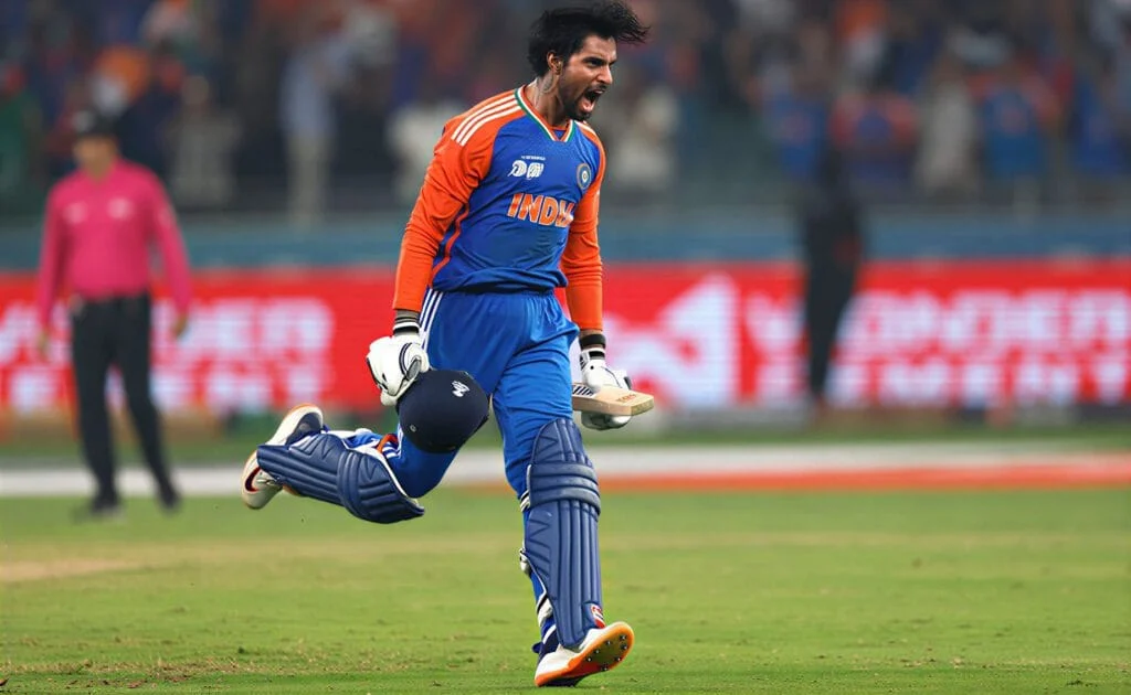 Tilak Varma Injury Scare: Surgery Recommended, T20I Series vs New Zealand Tilak Varma in cricket gear celebrating on the field during a match.