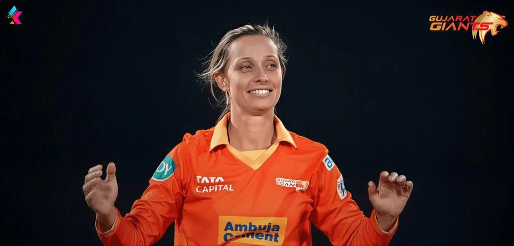 Ashleigh Gardner of Gujarat Giants during WPL 2026, showcasing team strength and confidence.