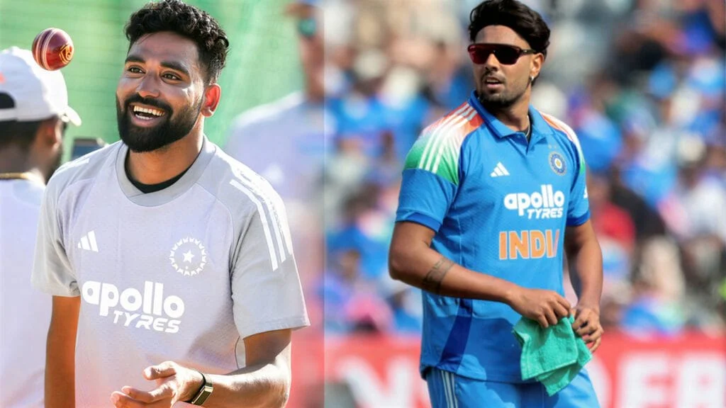 Mohammed Siraj, Indian cricketer, in T20 World Cup squad wearing team jersey.